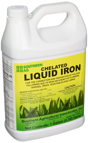 Southern Ag Chelated Liquid Iron 1 gal front view for garden iron supplementation