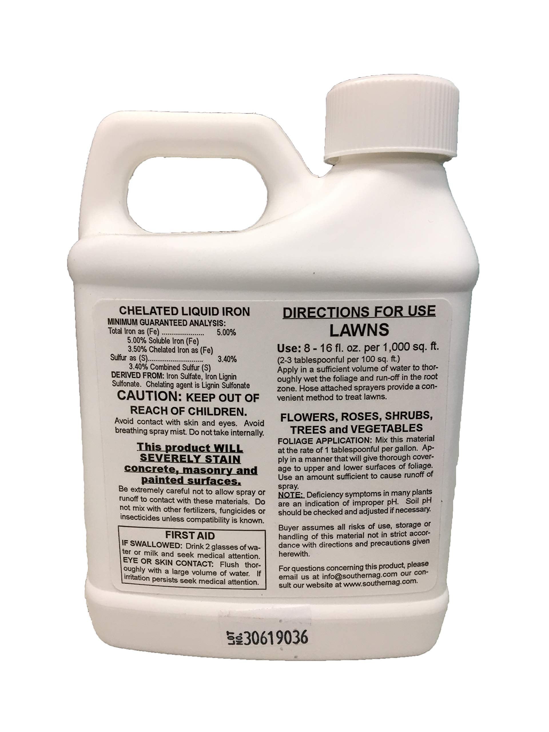 Southern Ag Chelated Liquid Iron lawn application promotes deeper green turf.