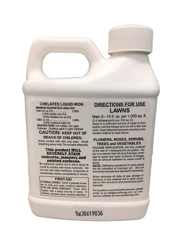 Southern Ag Chelated Liquid Iron lawn application promotes deeper green turf.