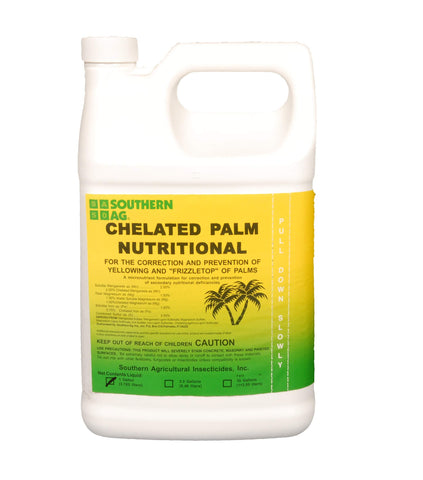 Southern Ag chelated palm nutrition spray bottle for healthy palms and color.