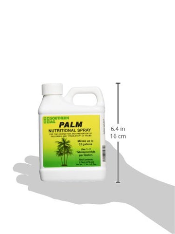 Southern AG Palm Nutritional Spray closeup on fronds supports nutrient delivery.