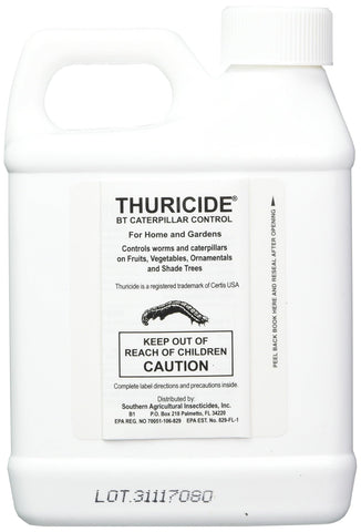 Southern Ag Thuricide BT Caterpillar Control label packaging supports safe handling and garden use.