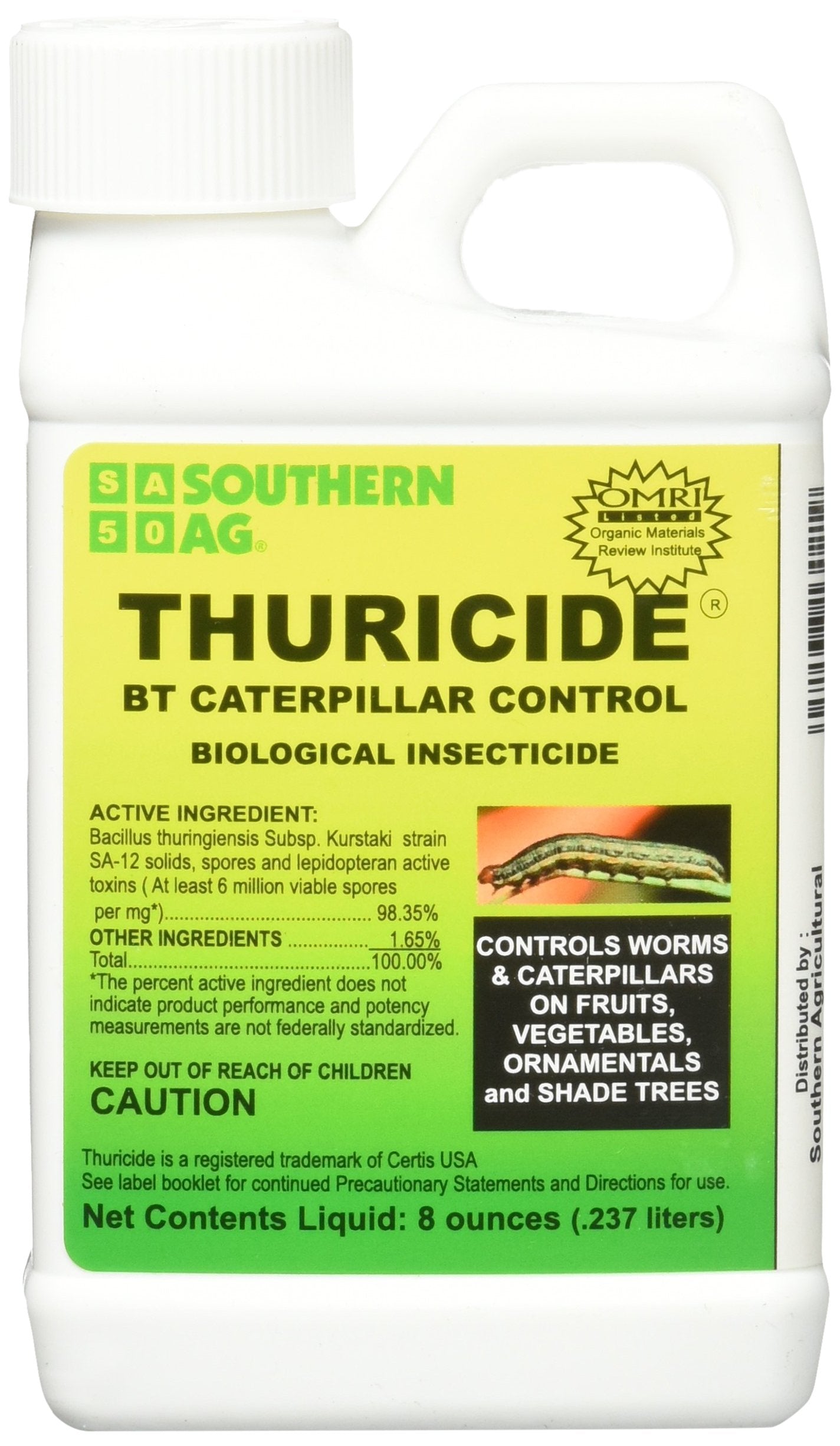 Southern Ag Thuricide HPC 8oz bottle for effective caterpillar control on vegetables and ornamentals