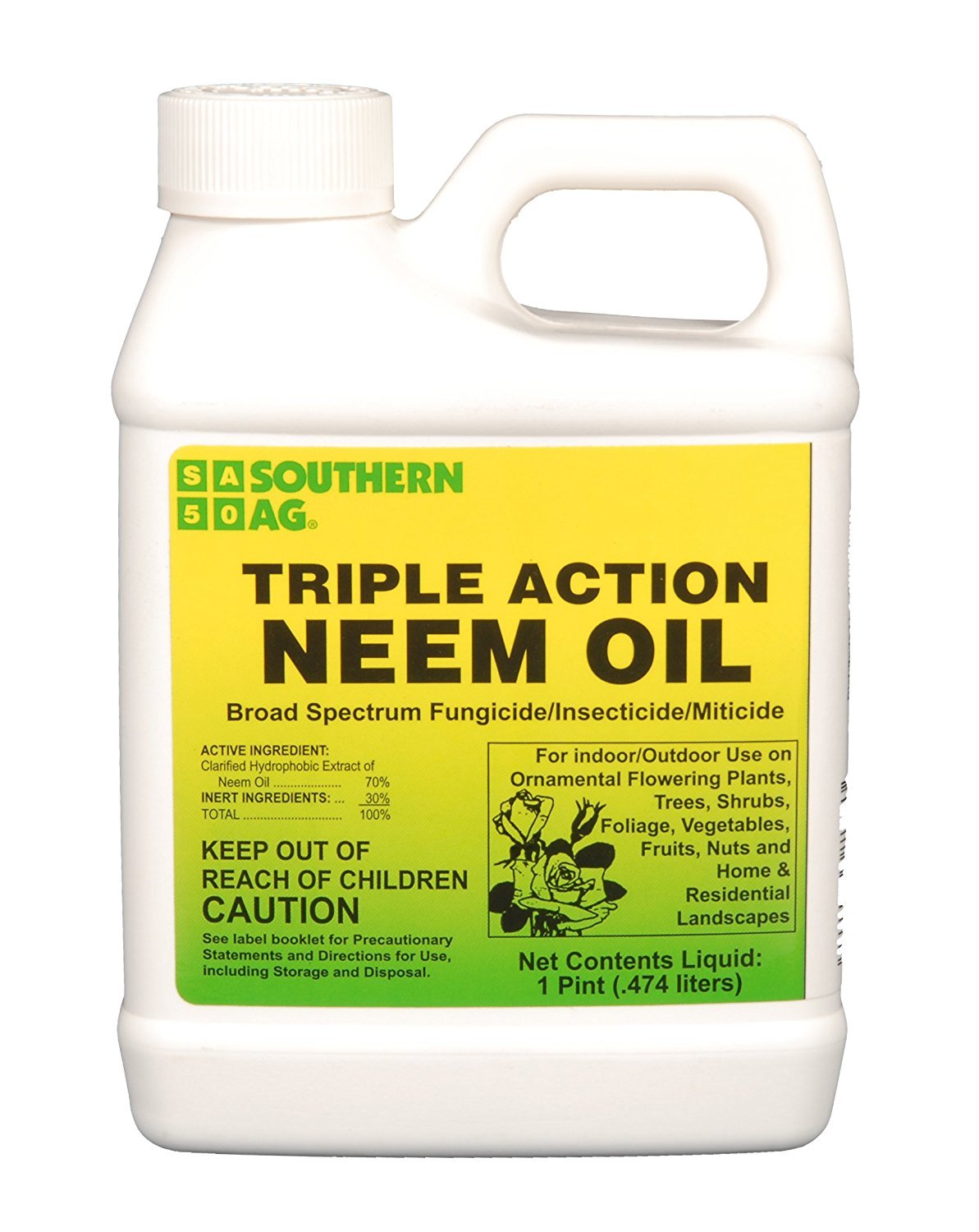 Southern Ag triple action neem oil brown bottle for broad-spectrum plant protection