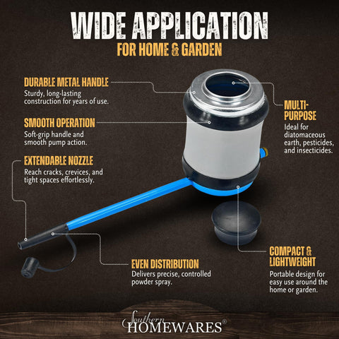 Southern Homewares powder duster rod-stow inside for quick refills.