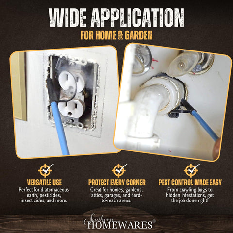 Southern Homewares powder duster reaches tight spaces for targeted application.