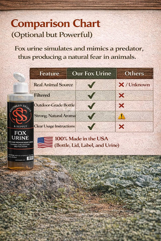 Southern Snares Fox Urine pour-action shot for easy application.