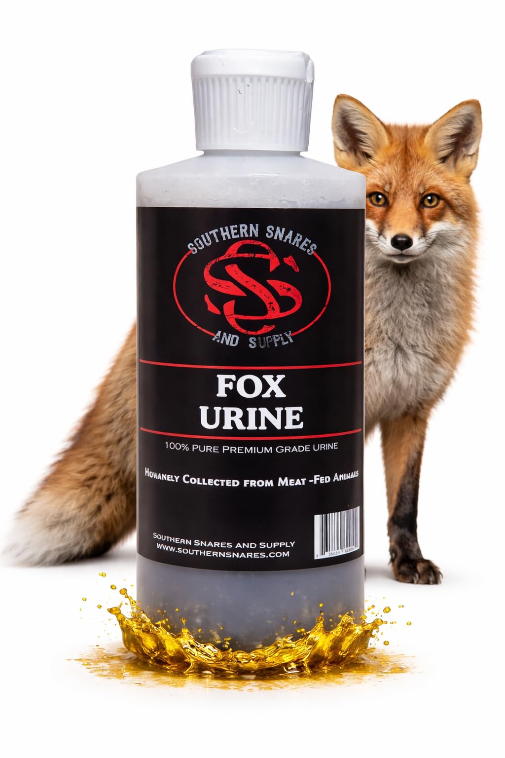 Southern Snares Fox Urine bottle front view, ideal for deterring garden rabbits.