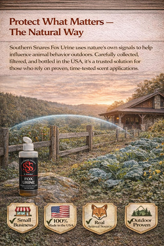 Southern Snares Fox Urine ready-to-use bottle for outdoor deterrence.