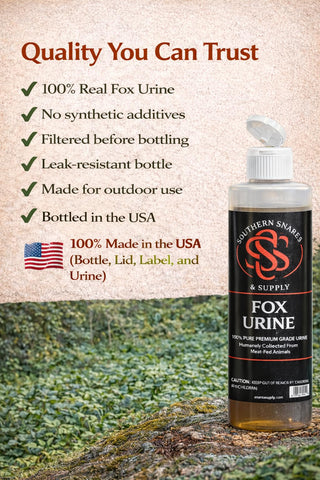 Southern Snares Red Fox Urine close-up, no fillers for deterrent use.