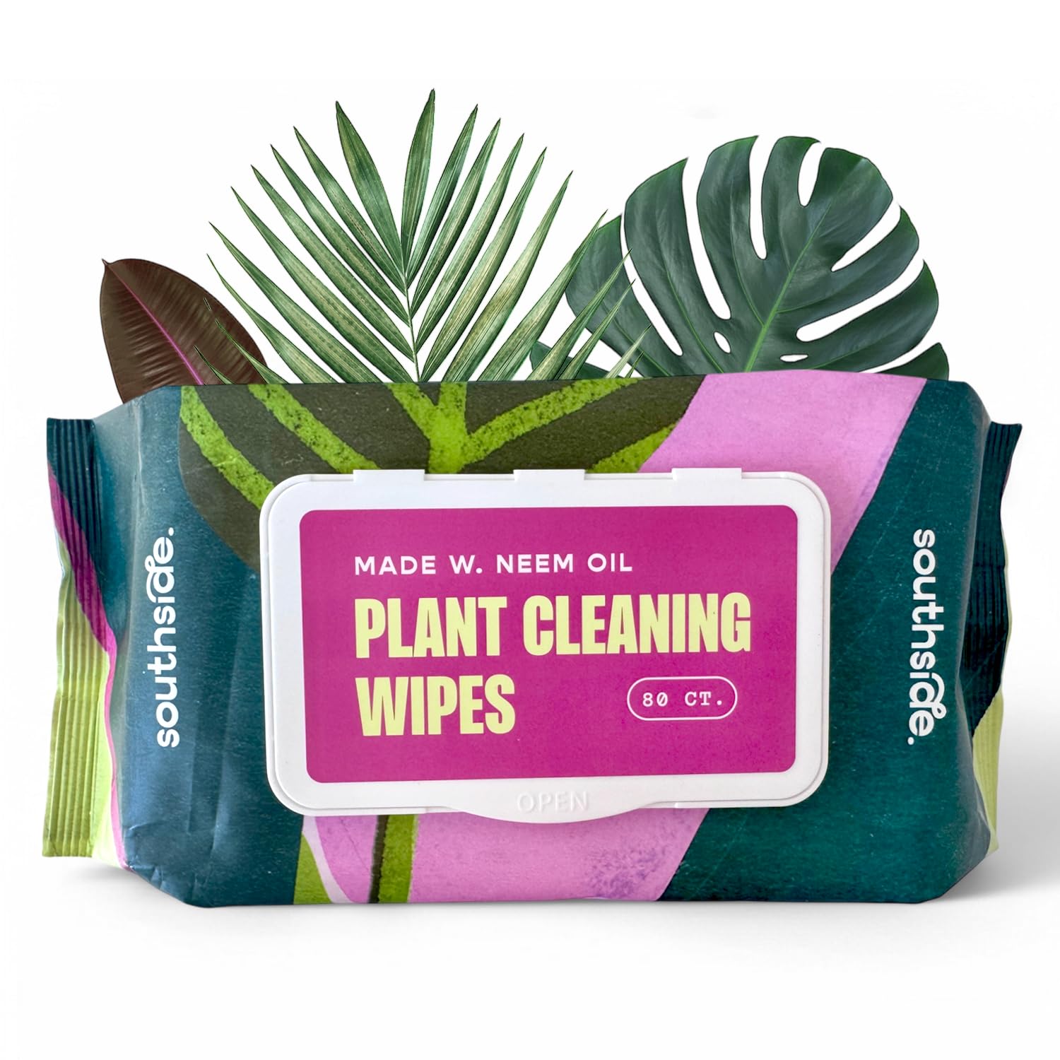 Southside Plants plant wipes packaging 80ct for convenient indoor plant cleaning.