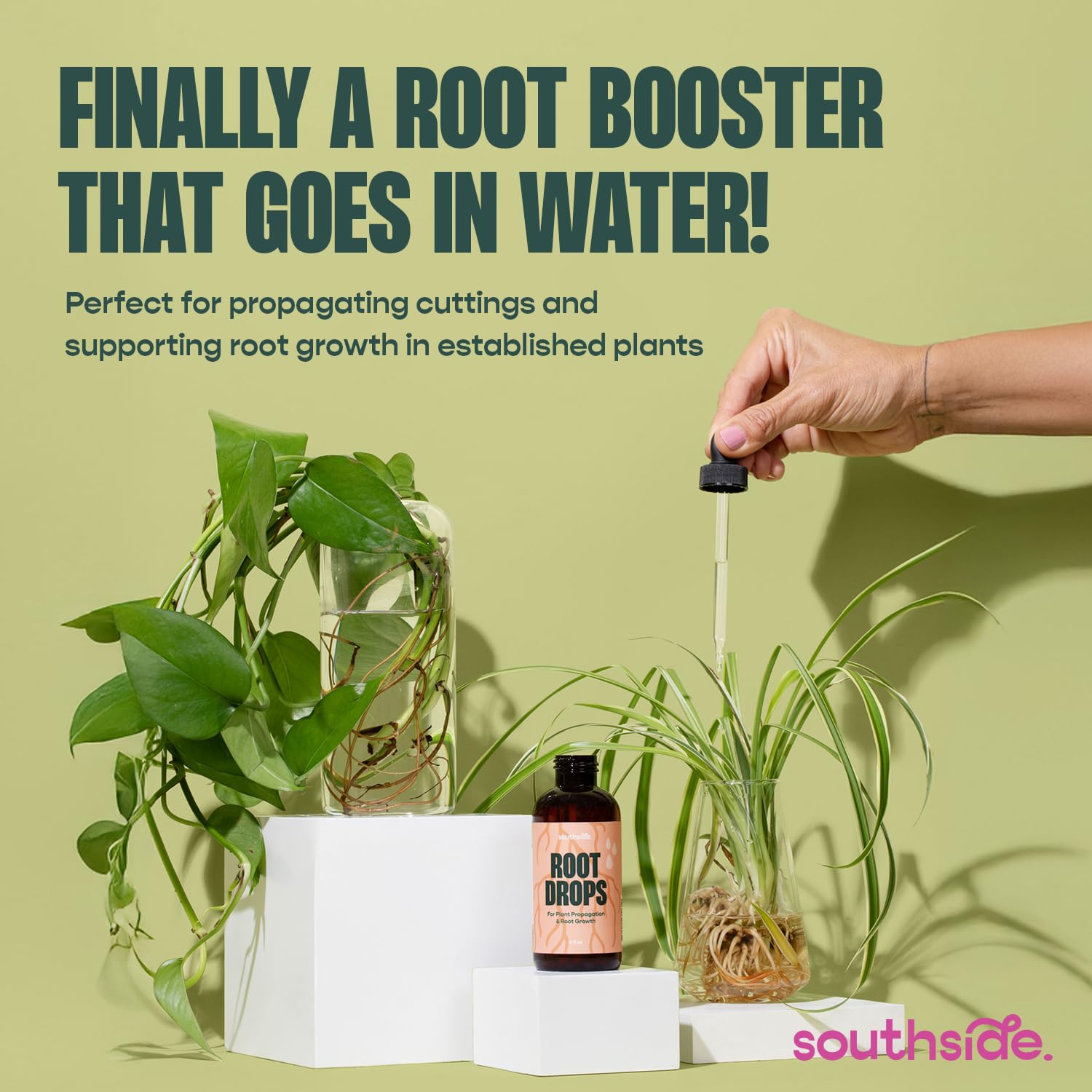 Close-up of the Root Drops dropper dispense for precise dosing during propagation