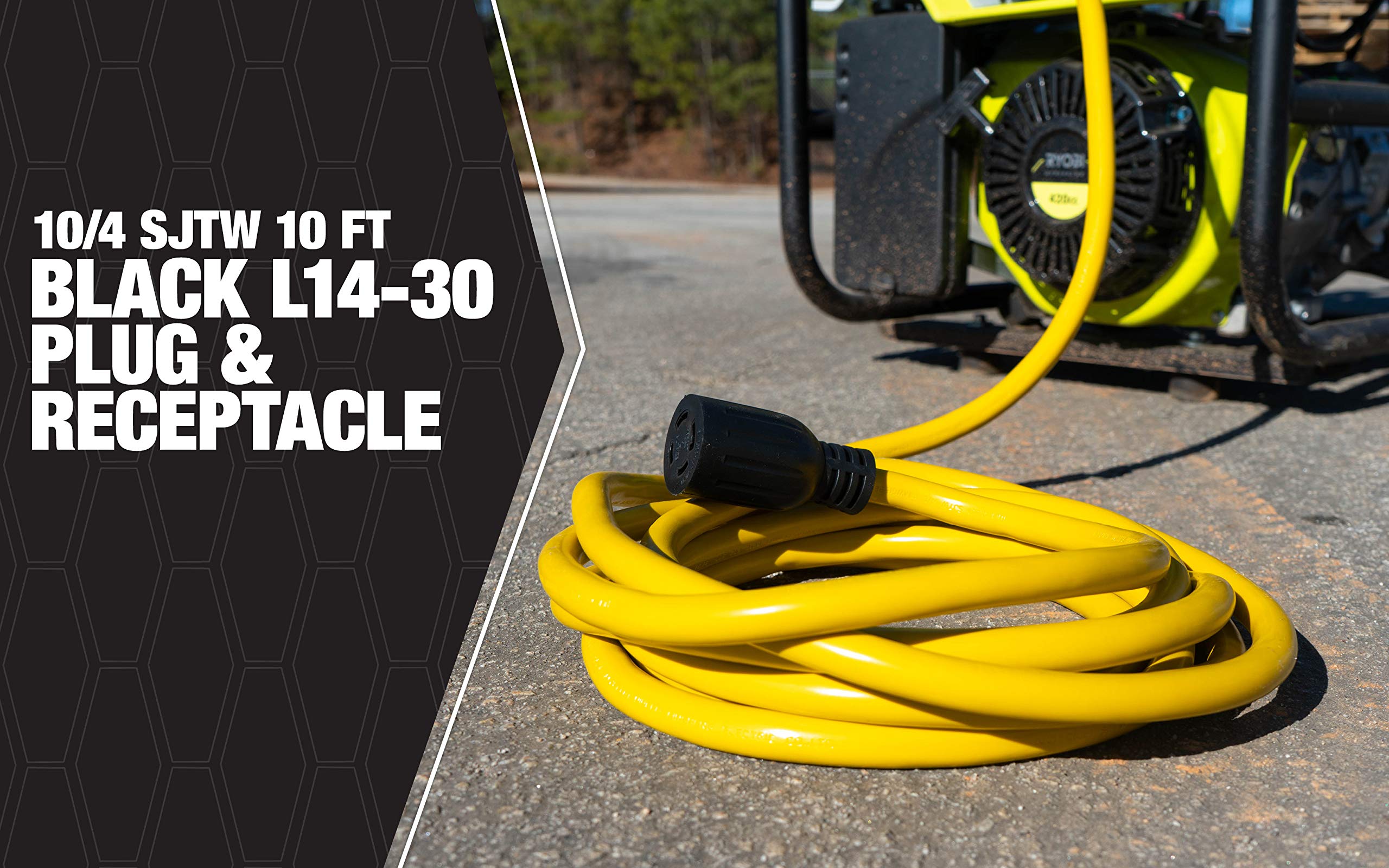 Southwire generator cord 10-foot receptacle ensures secure campsite connections