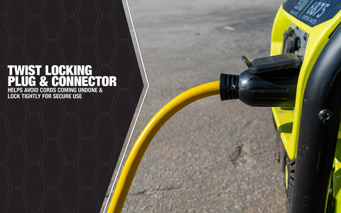Southwire yellow-black casing enhances visibility during cord deployment