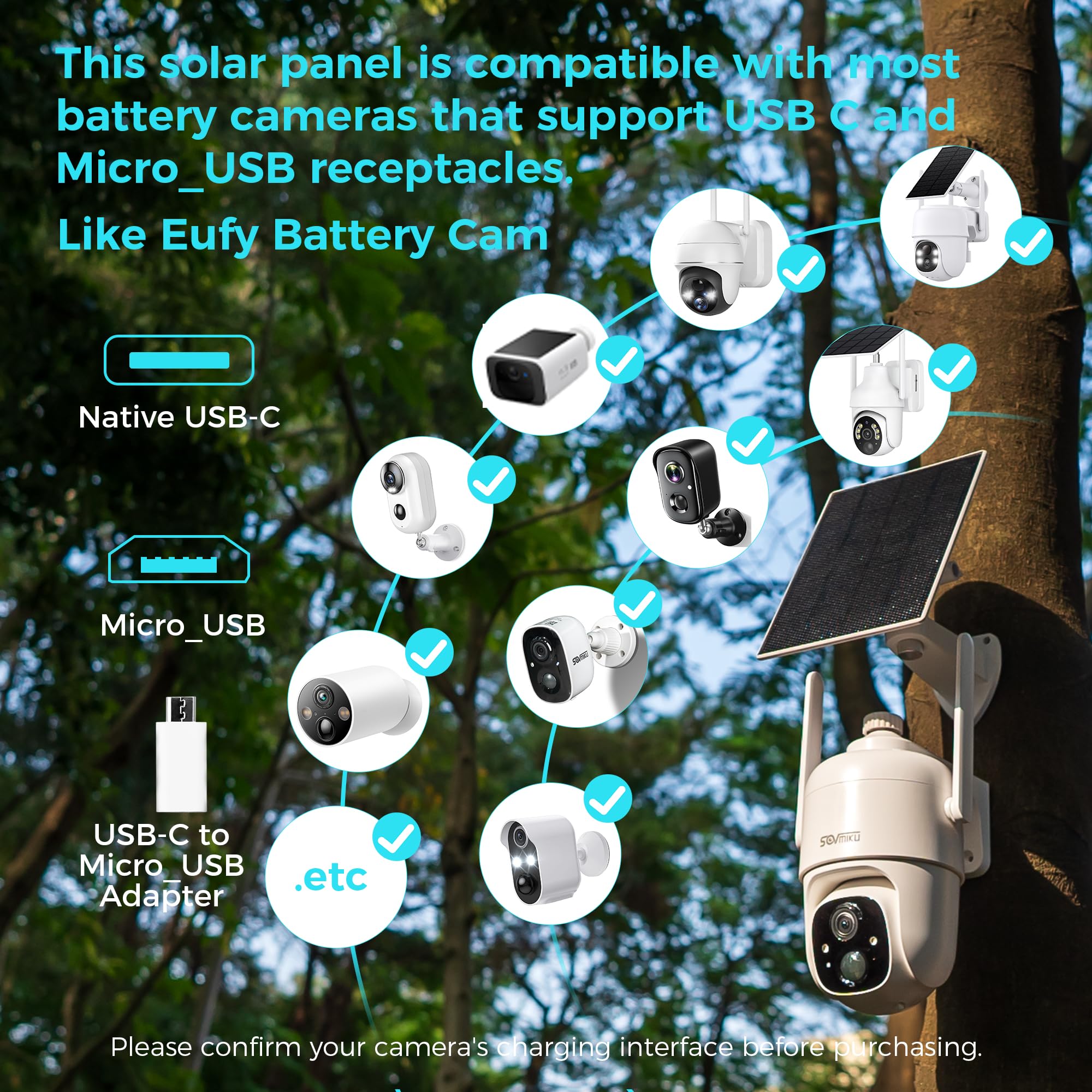 SOVMIKU Vicohome 360-degree mount enables precise positioning for optimal sun exposure.