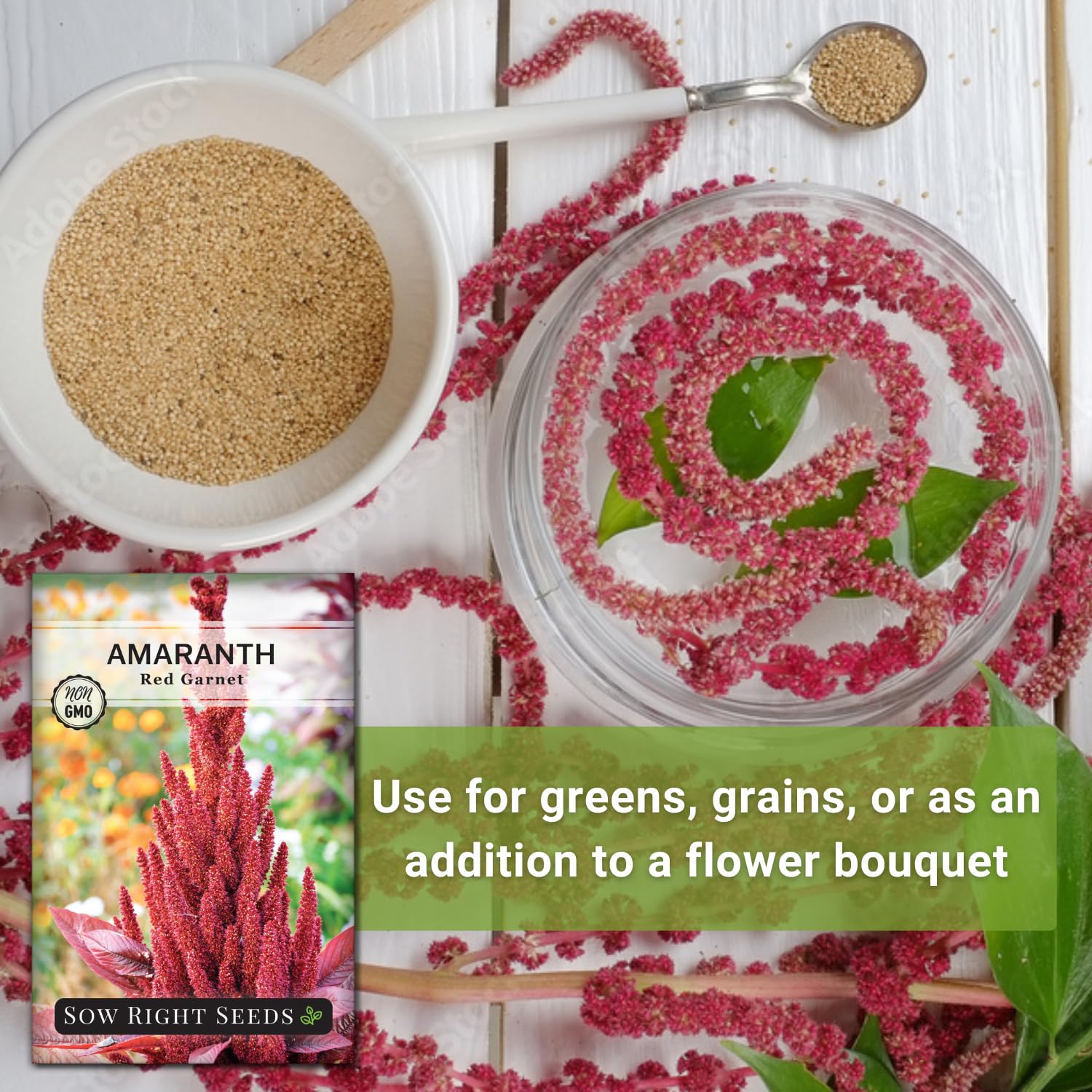 Sow Right Seeds amaranth seed heads ready for grain or wildlife feeding.