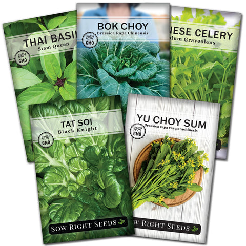 Sow Right Seeds Asian Greens Thai Basil packet for fragrant, fresh cooking.