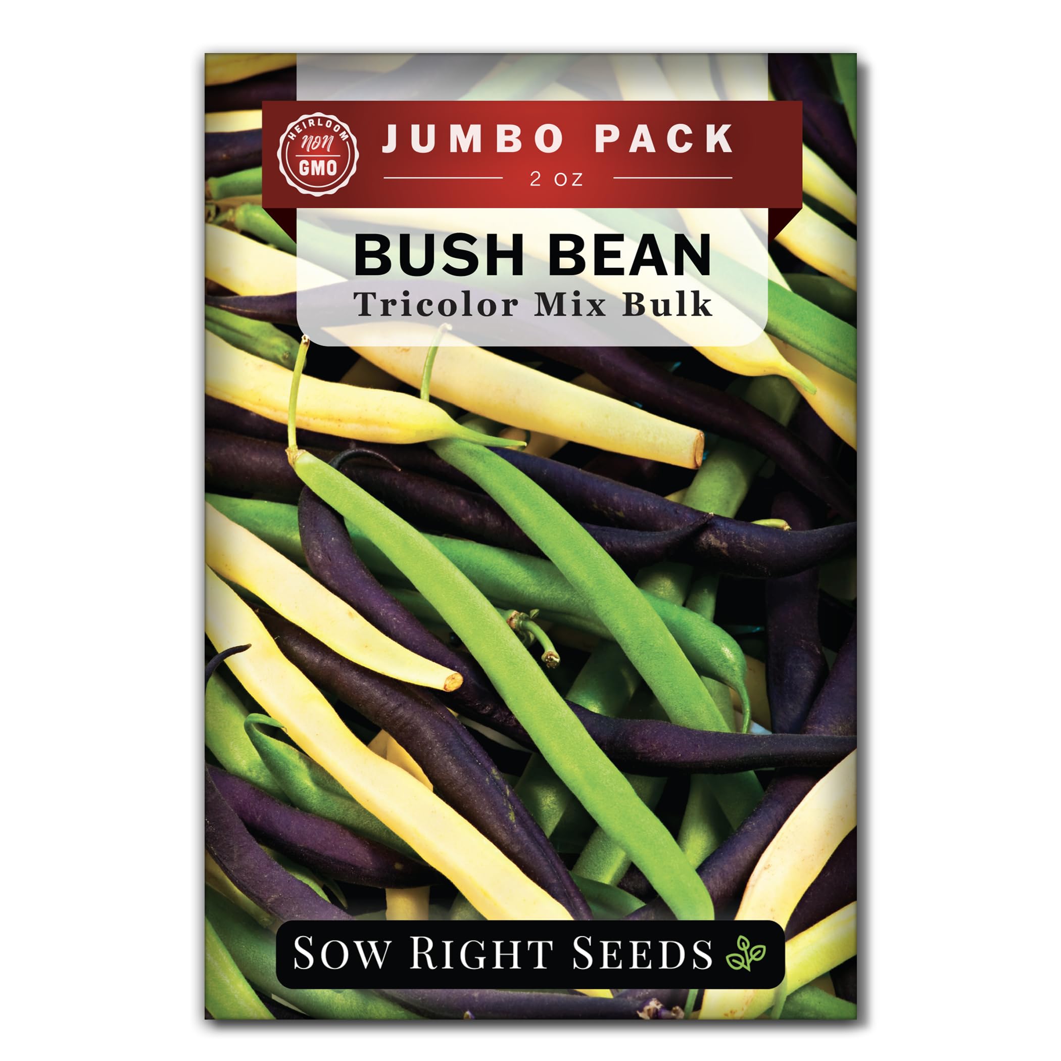 Sow Right Seeds bulk mixed-tricolor beans front-pack for a colorful home harvest.