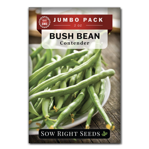 Sow Right Seeds Contender bulk bean packet with 110 seeds for abundant home harvest.