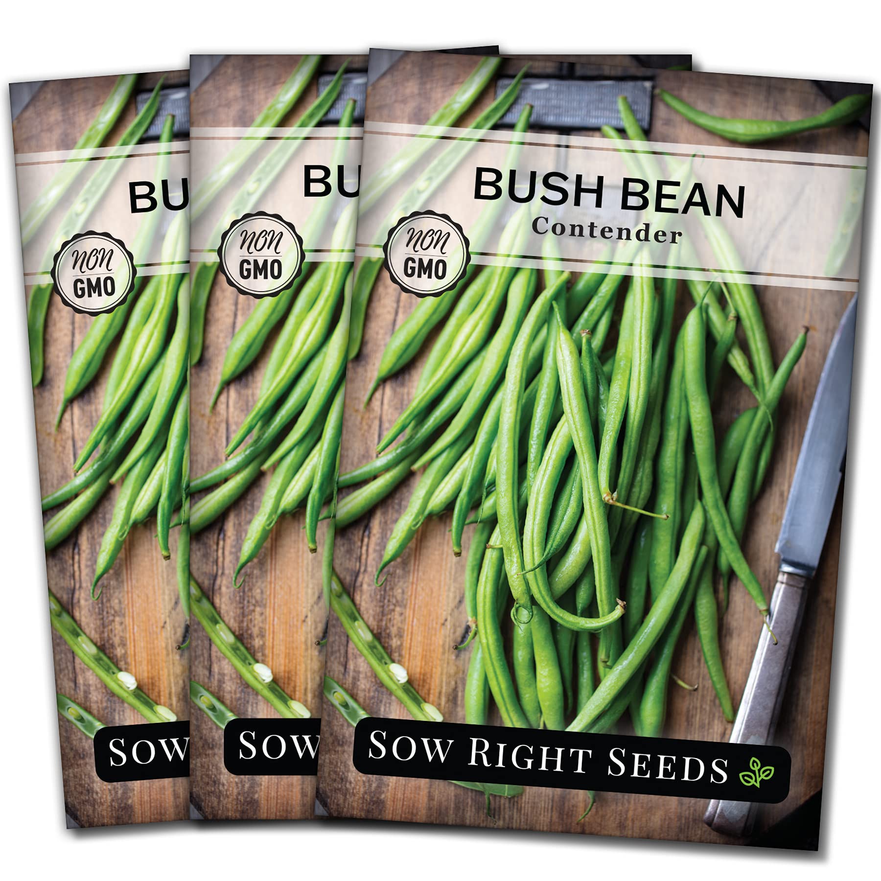 Sow Right Seeds Contender bush bean seed packet ready for a fast, productive garden start.
