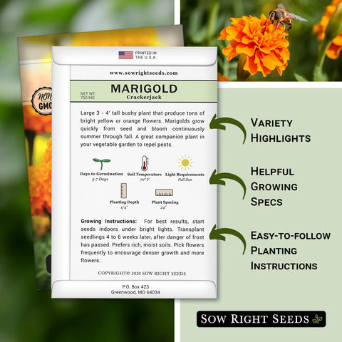 Sow Right Seeds Crackerjack germination guide shows quick sprouting in warm soil.