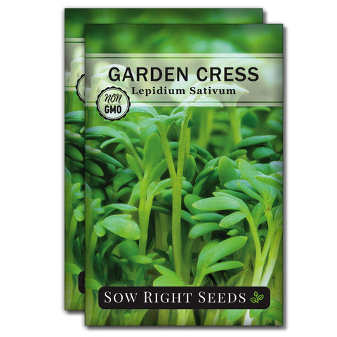 Sow Right Seeds garden cress seed packet full color for quick kitchen greens