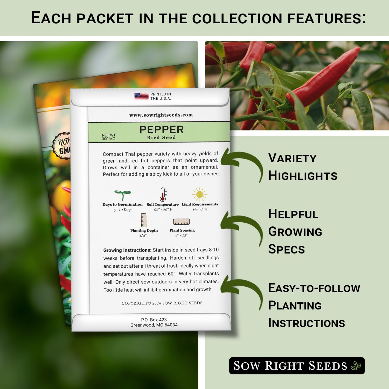 Sow Right Seeds Ghost pepper seeds packet for fiery culinary experiments.