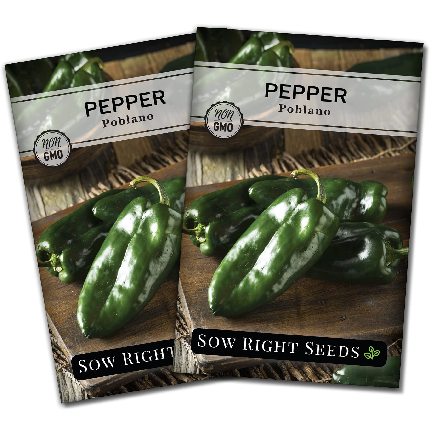 Sow Right Seeds Poblano seed packet ready for planting in home garden