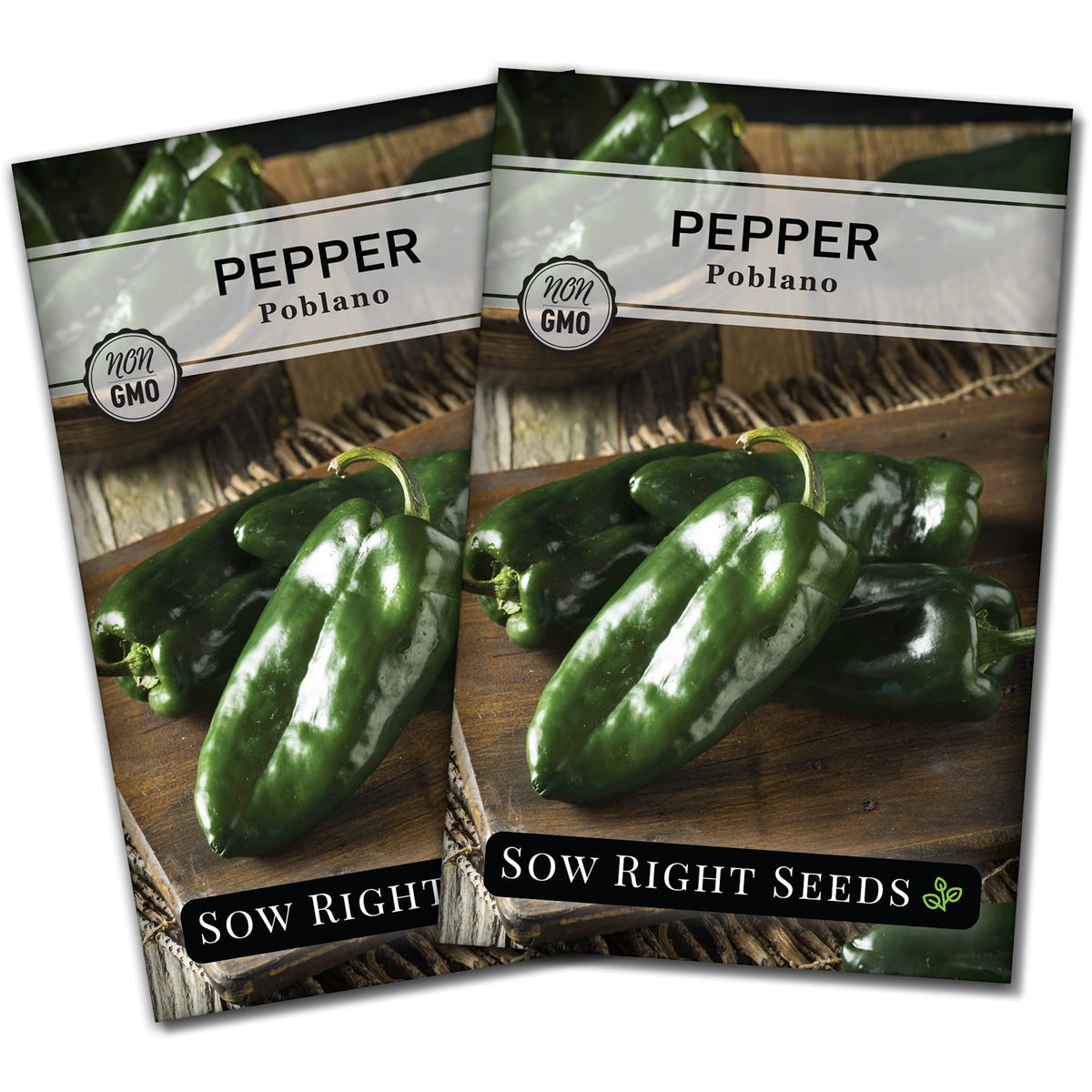 Sow Right Seeds Poblano seed packet ready for planting in home garden