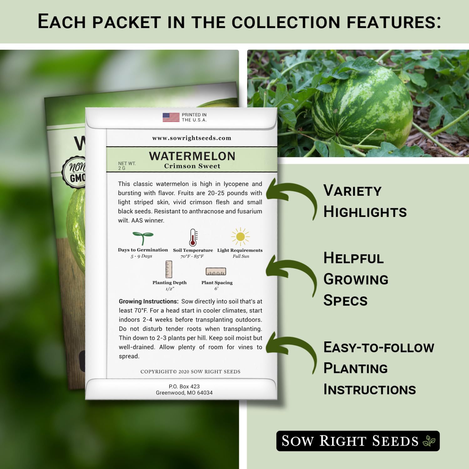 Sow Right Seeds Red Jubilee watermelon seeds for sweet, juicy fruit