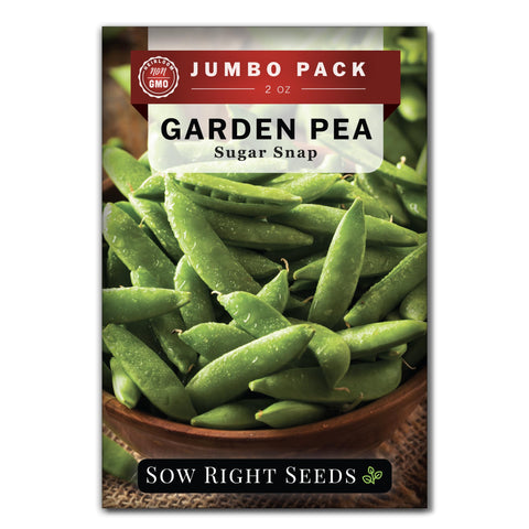 Sow Right Seeds bulk sugar snap peas packet ready for home garden planting.