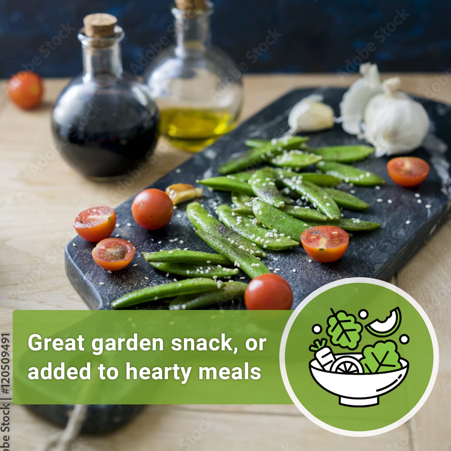Sow Right Seeds Sugar Snap Peas seed packet with growing instructions