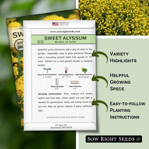 Sweet Alyssum germination preview from Sow Right Seeds for quick-start gardening.