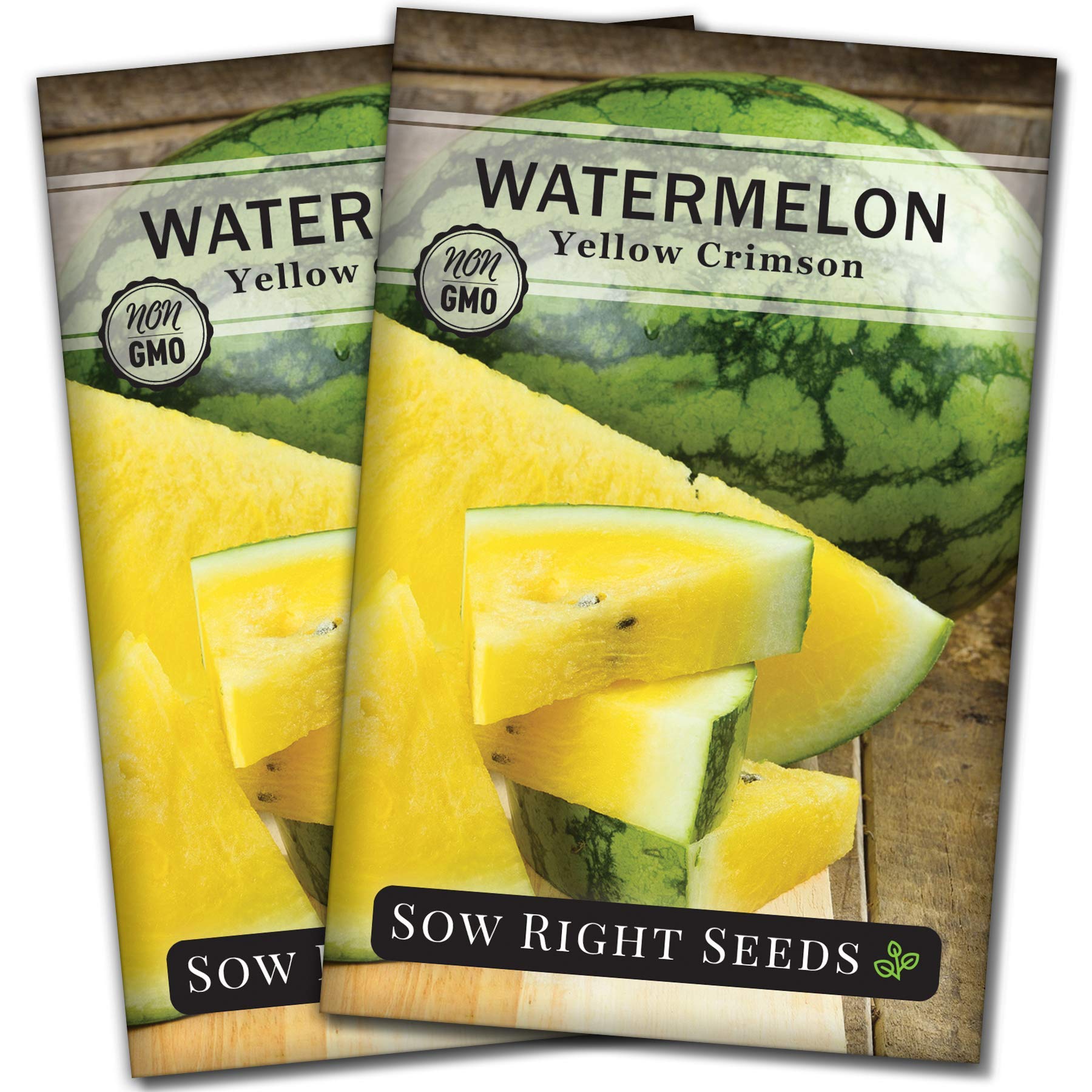 Sow Right Seeds Yellow Crimson Sweet watermelon rind close-up for a colorful garden fruit.