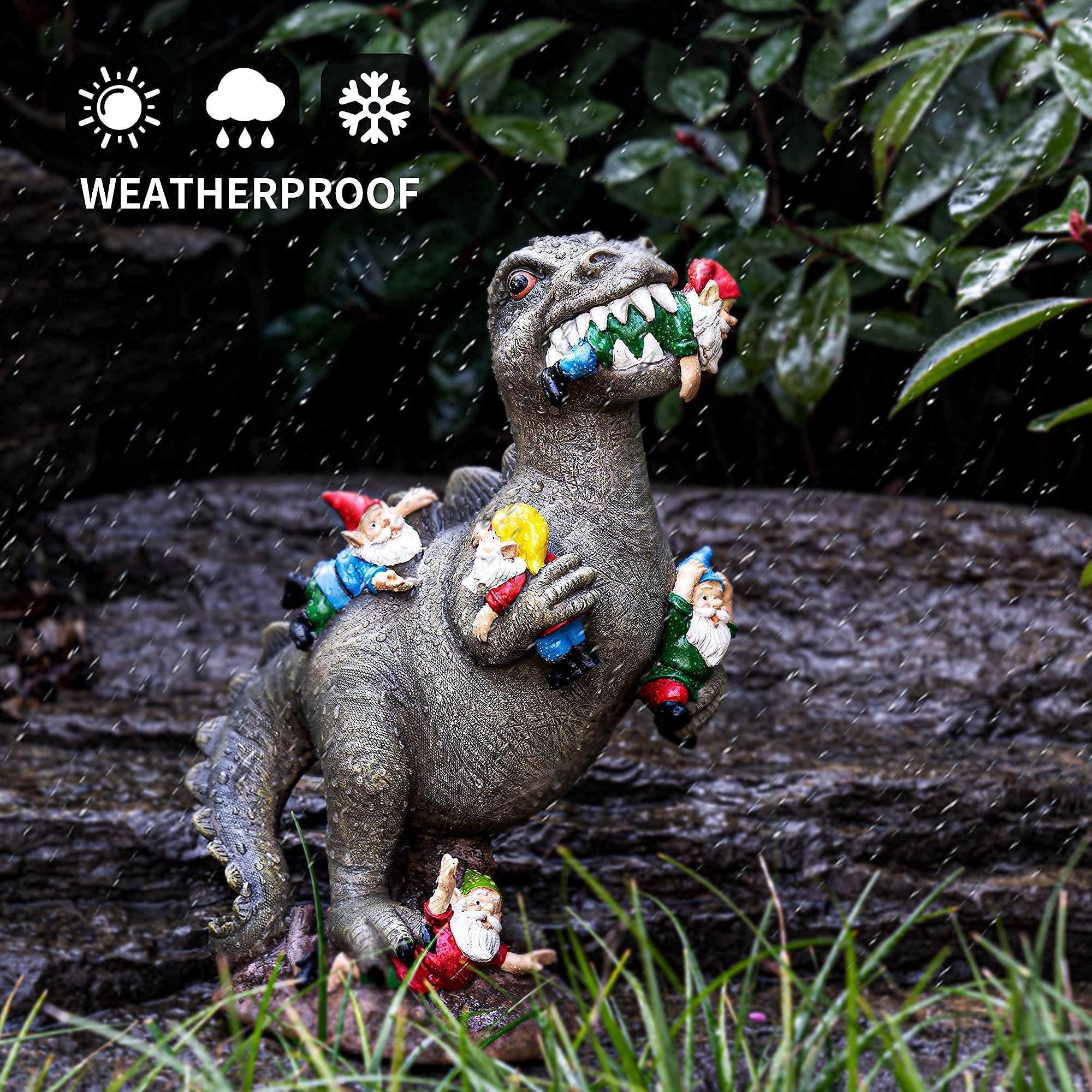SOWSUN garden gnome 14-inch height stands prominently in yard displays.