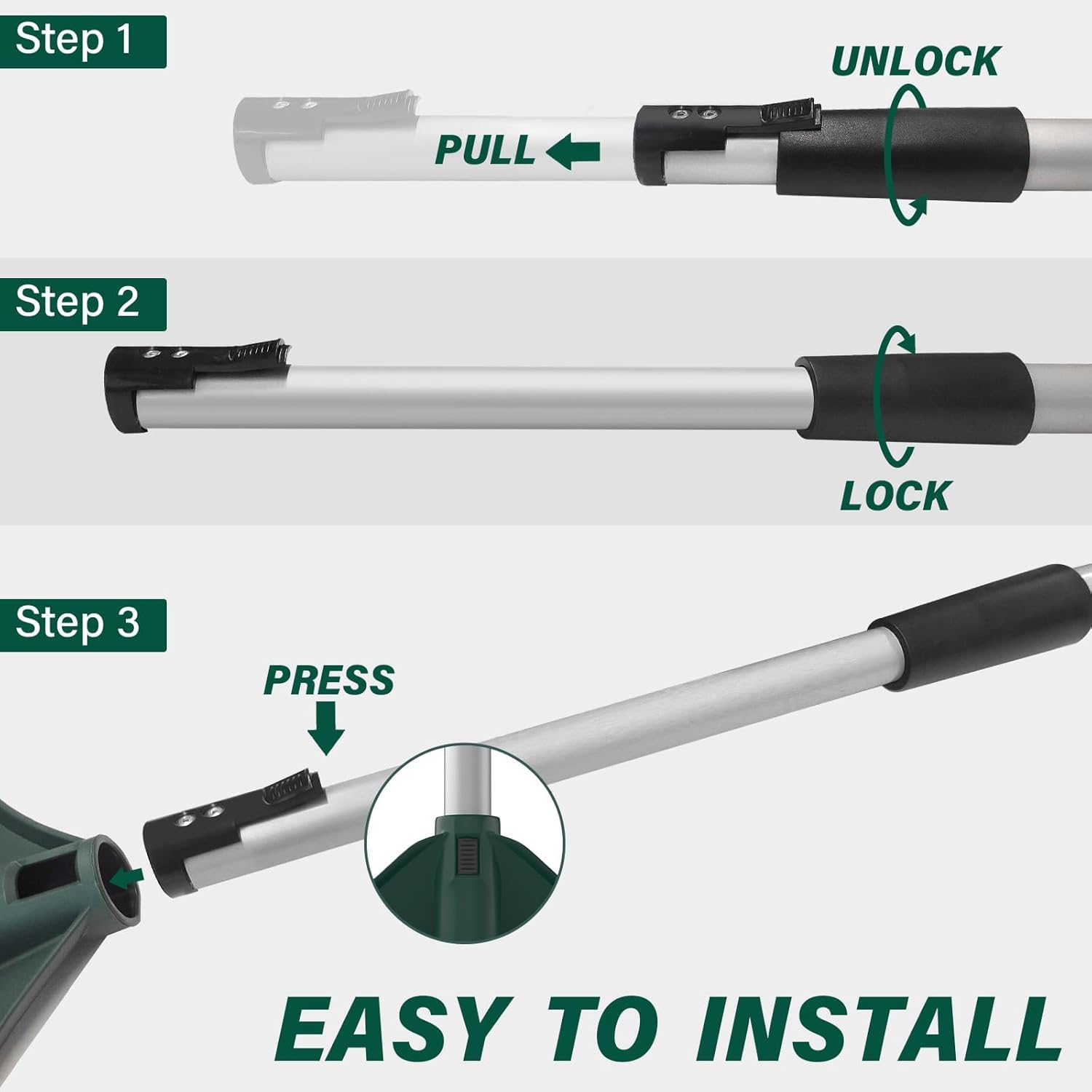 SOYUS artificial turf rake easy assembly with locking button