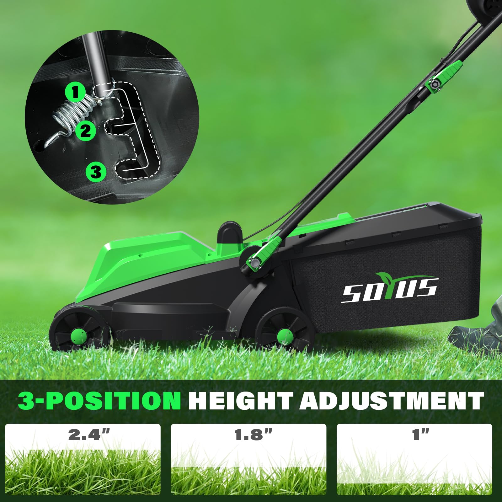 SOYUS lawn mower collection-bag demonstrates easy debris pickup and emptying
