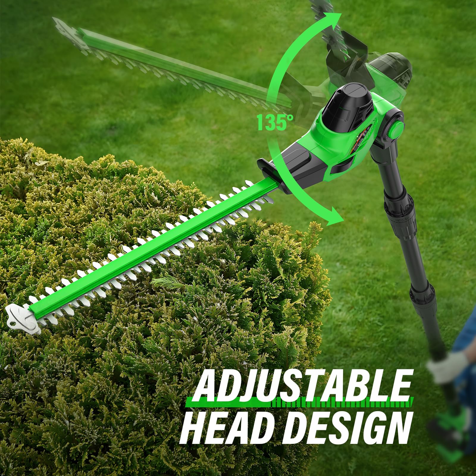 SOYUS adjustable head at 135 degrees for versatile cuts.
