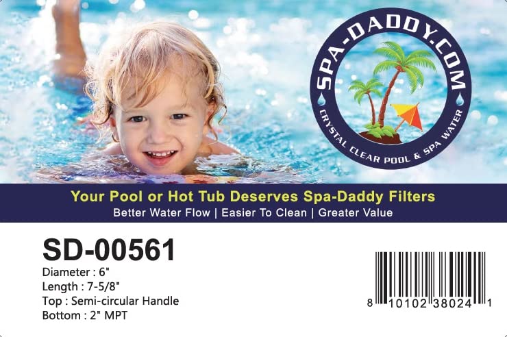 Spa-Daddy SD-00561 filter length 7-625 inches fits standard housings.