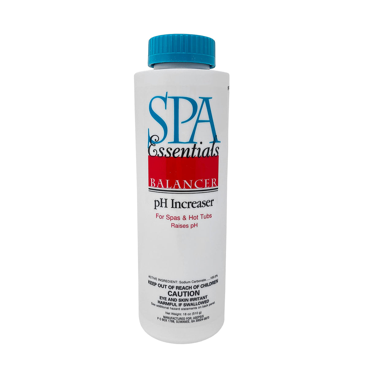 Spa Essentials pH Increaser granules bottle balancing spa water for comfortable soaks