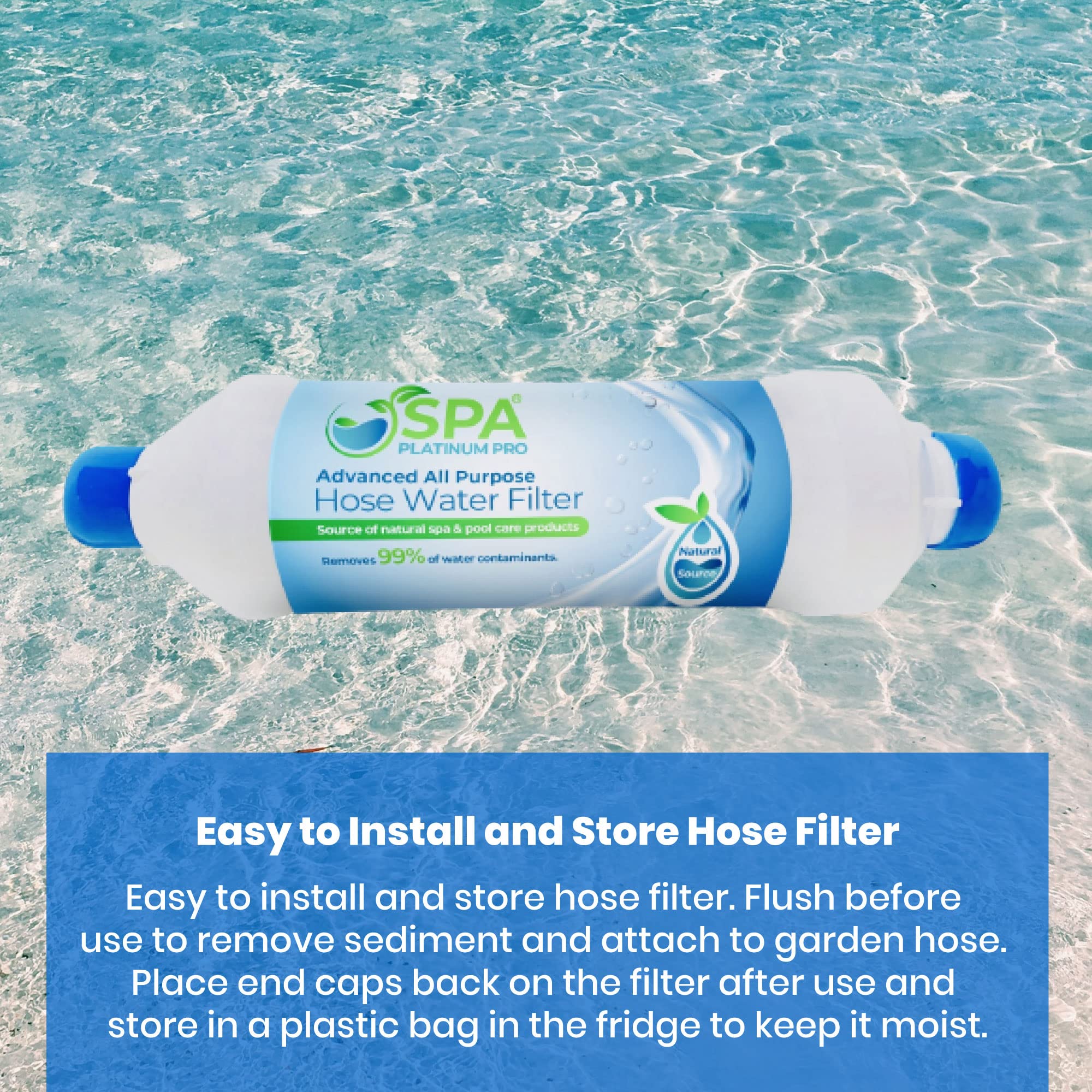 Spa Platinum Pro attached to pool hose for improved pool water.