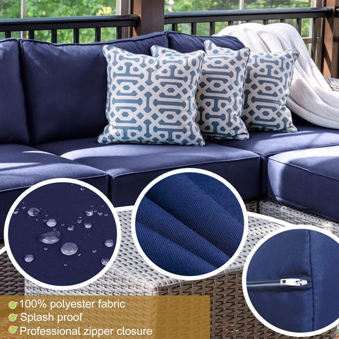 SpaceHop outdoor cushion covers use waterproof fabric to repel splashes.