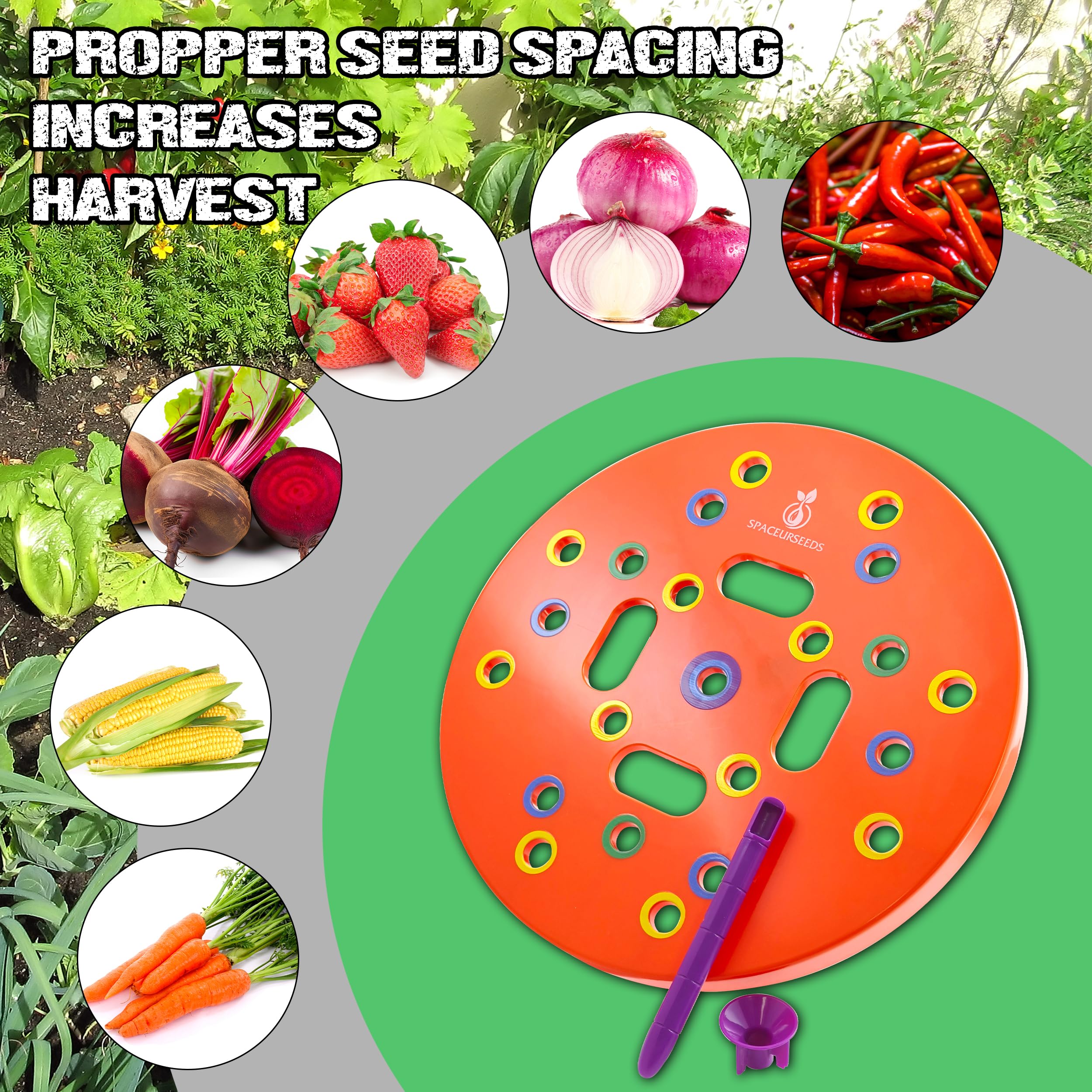 Spaceurseeds seed spoon attachment facilitates quick planting with the template.