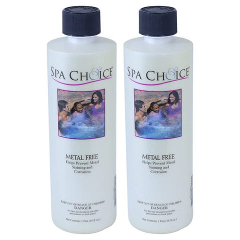 SpaChoice 1-pint metal-free bottle shown for protecting spa finishes
