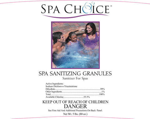 SpaChoice bottle being poured for startup dosing in a hot tub.