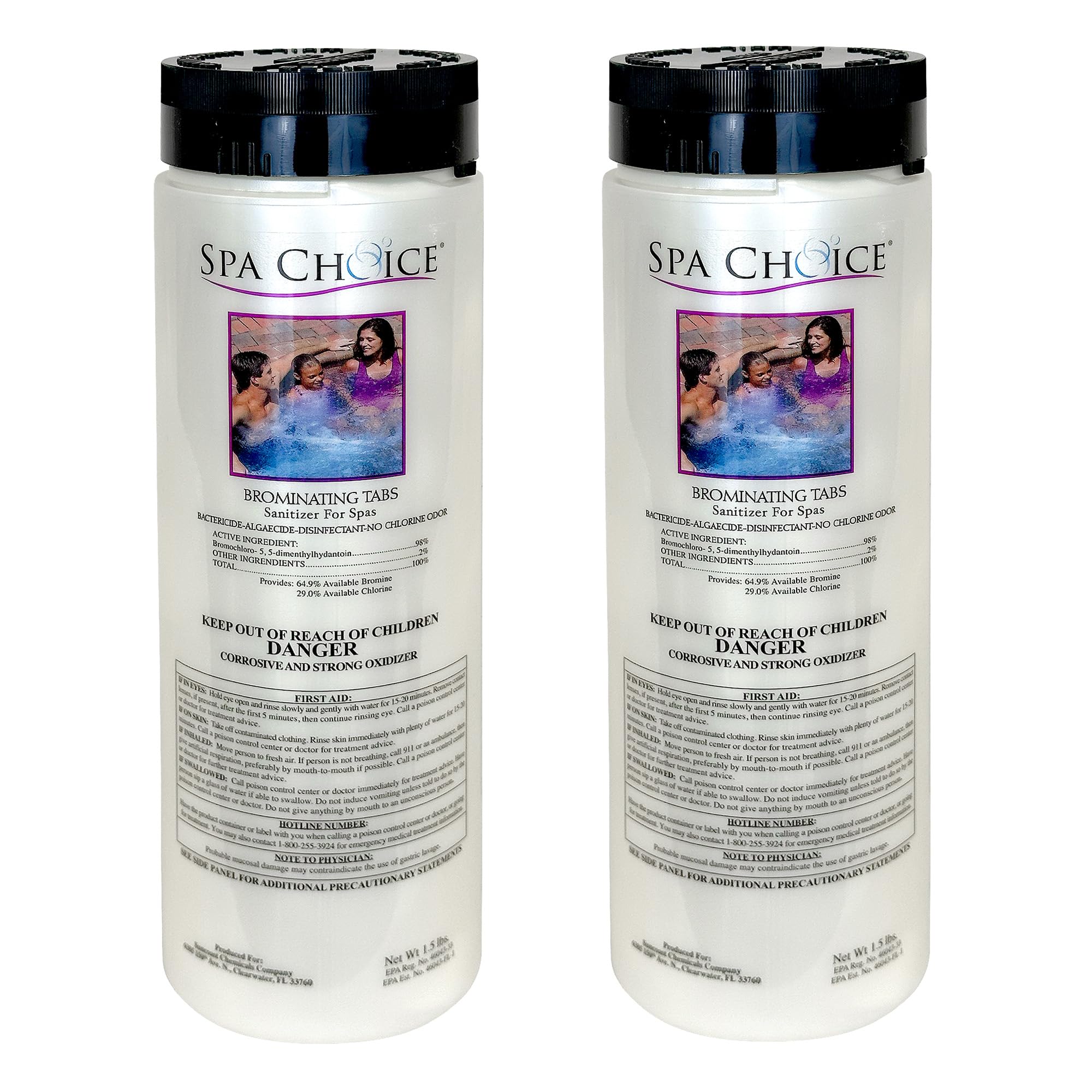 SpaChoice brominating tabs 2-pack packaging for convenient spa sanitation.