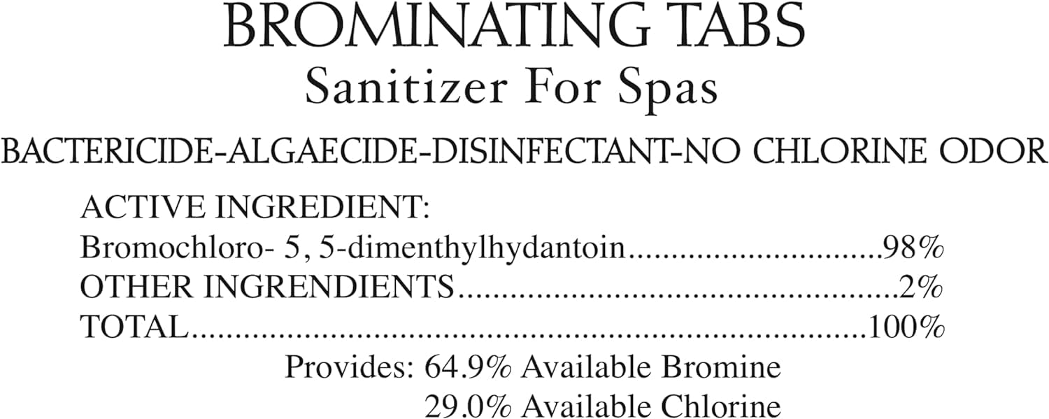 SpaChoice brominating tabs in use to maintain bromine at 2 ppm in a spa.