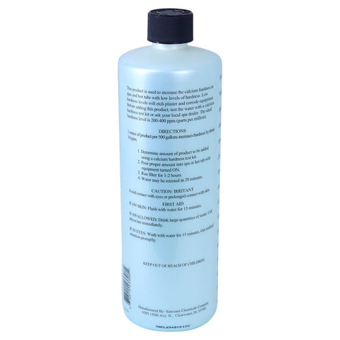 SpaChoice calcium dosing in a spa shows 1 oz addition to raise hardness