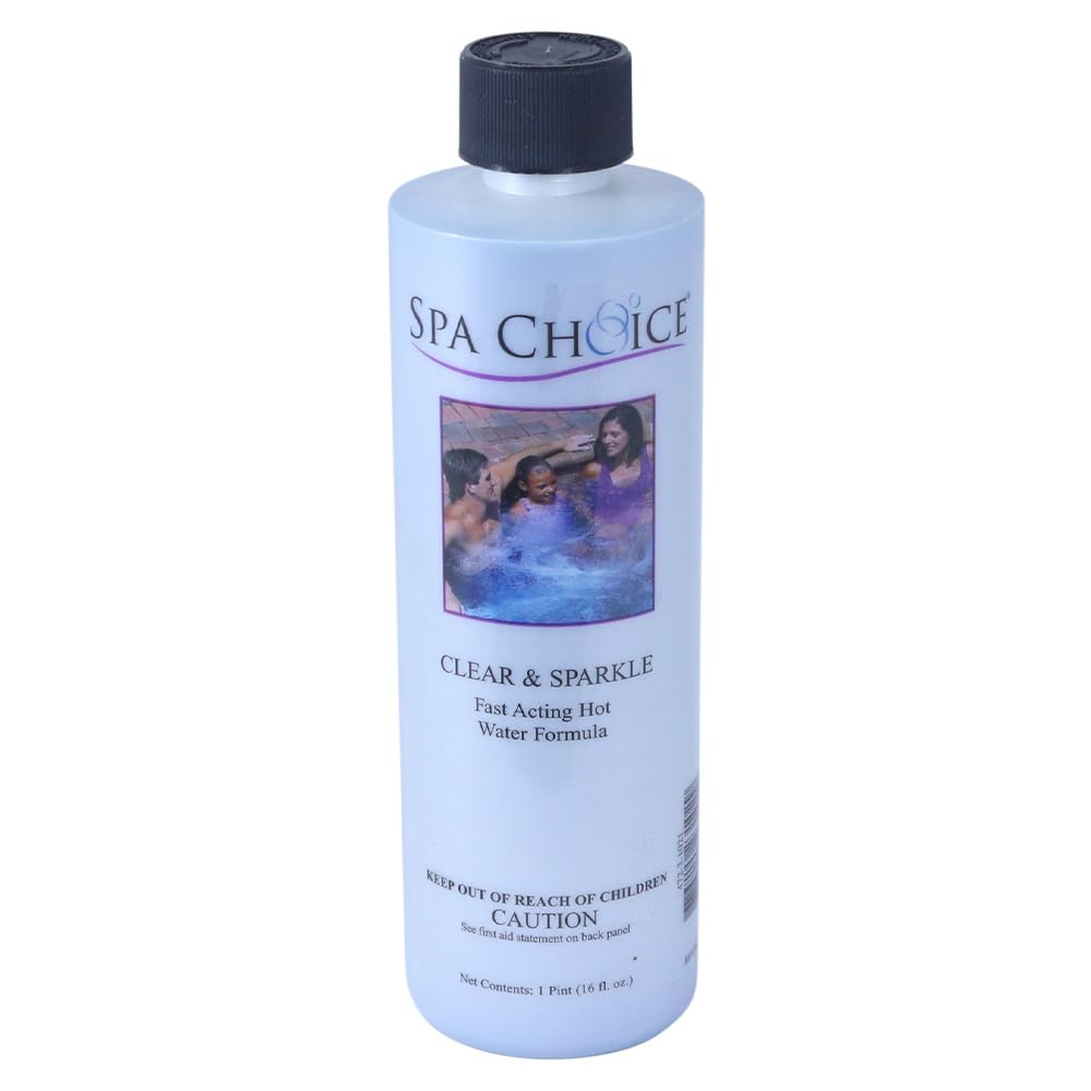 SpaChoice clarifier bottle front view for rapid spa clarity