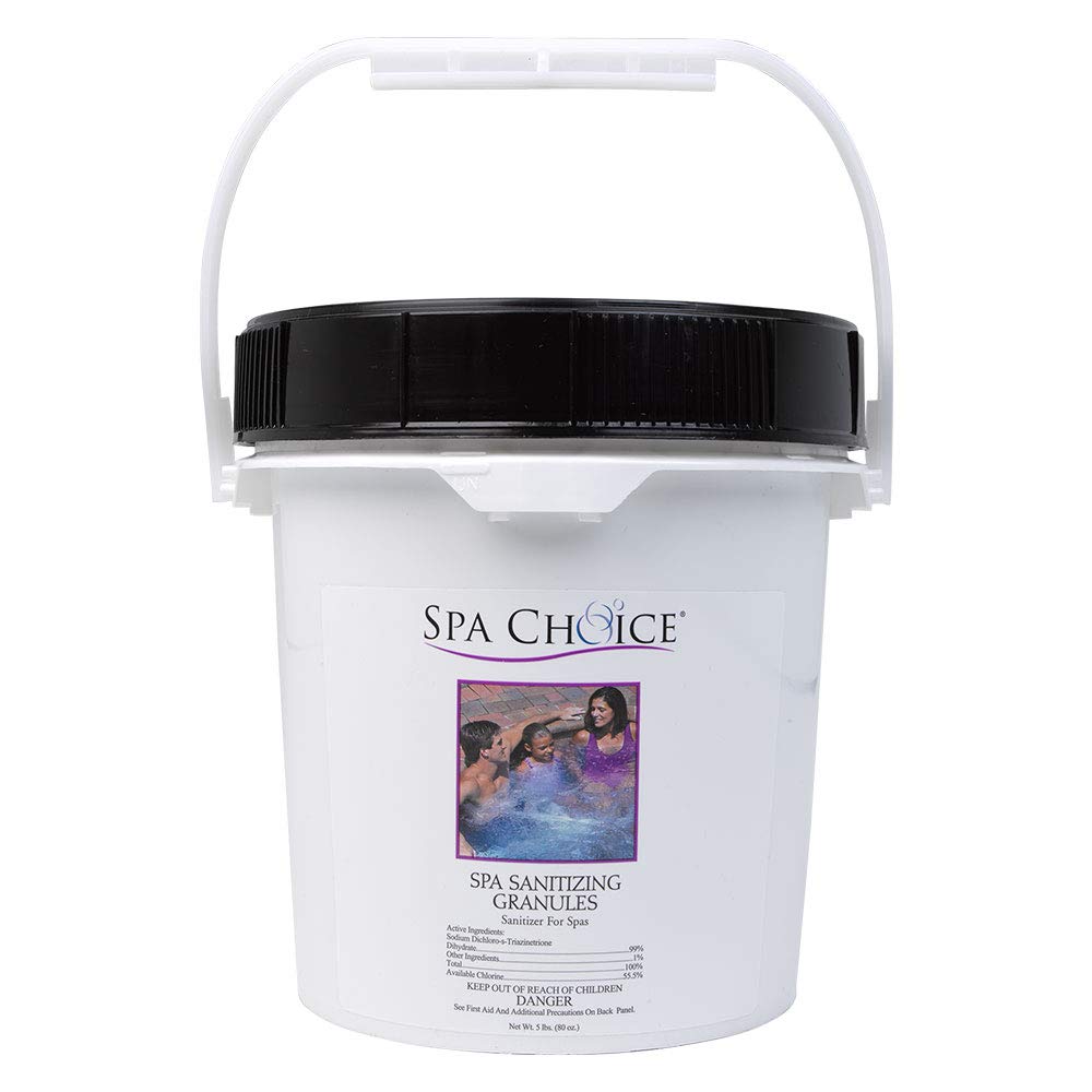 SpaChoice spa granules dissolve quickly to sanitize hot tub water.